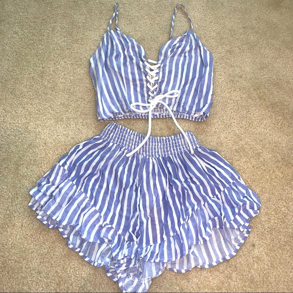 SURF GYPSY Blue & White Striped Set
